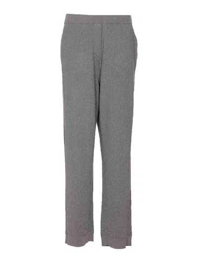 Brunello Cucinelli Vanise Sparkling Knitted Trousers In Gray