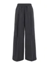 Brunello Cucinelli Pull-on Linen Wide-leg Pants In Grey