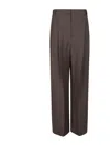 Brunello Cucinelli Wide Trousers With Double Tailored Pleat In Brown