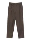 Brunello Cucinelli Baggy Pull-on Trousers In Stretch Cotton Cover With Shiny Bartack In Brown