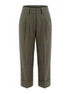 Brunello Cucinelli Pleated-detail Turn-up Trousers In Verde Oscuro