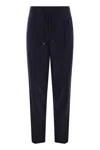 Brunello Cucinelli Men Leisure Fit Trousers In Virgin Wool Flannel With Drawstring And Double Darts In Black