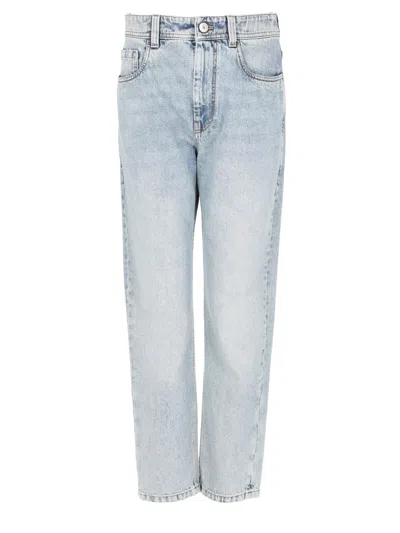 Brunello Cucinelli Pantalone Baggy Tapered In Denim Authentic In Gray