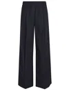 Brunello Cucinelli Wide-leg Trousers With Elastic Waistband In Luxurious Cotton Blend In Blu