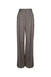 Brunello Cucinelli Pinstripe Wool Wide Flared Pants With Cuffs In C001
