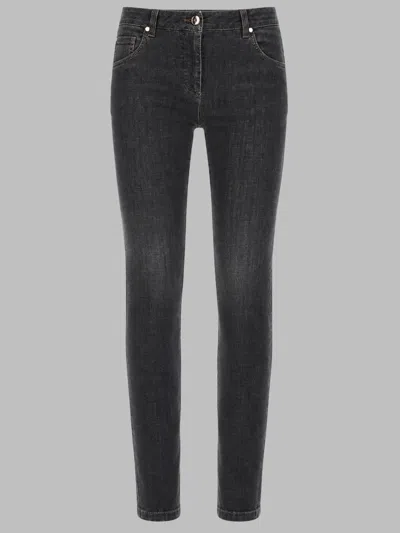 Brunello Cucinelli Pantalone Cinque Tasche Slim Fit In Denim In Black