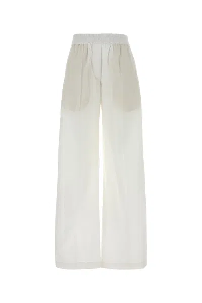 Brunello Cucinelli Pantalone Dalla Gamba Ampia In Misto Cotone Bianco Donna In White