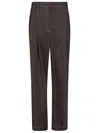 Brunello Cucinelli High-rise Cotton Tapered Pants In Brown