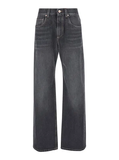Brunello Cucinelli Pantalone Donna In Denim In Black