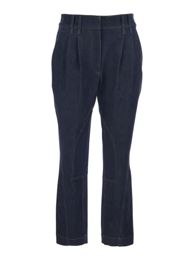 Brunello Cucinelli Pantalone Donna In Denim In Blue