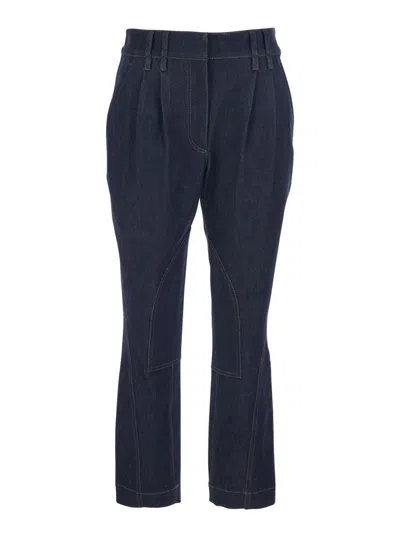 BRUNELLO CUCINELLI BLUE JEANS WITH CONTRAST STITCHING AND BELT LOOPS IN DENIM WOMAN