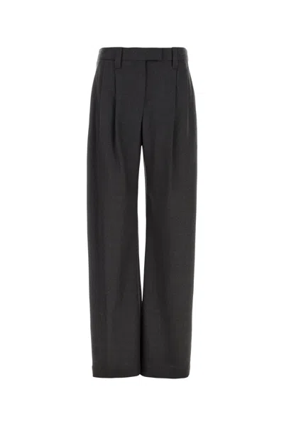 Brunello Cucinelli Charcoal Wool Pant In Black