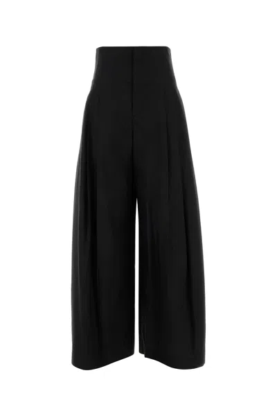 Brunello Cucinelli Pantalone Palazzo In Misto Cotone Nero Donna In Black