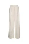 Brunello Cucinelli Fluid Linen Twill Double Pleat Wide Leg Trouser In White