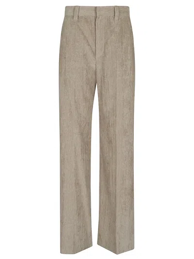 Brunello Cucinelli Striped Mid-rise Tailored Trousers In Madreperla