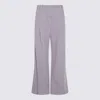 Brunello Cucinelli Violet Pants With Monil Detail On The Loop And Wide Leg In Cotton And Linen Blend Woman In Purple Ash