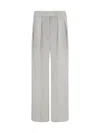 Brunello Cucinelli Women Linen Pants In Gray
