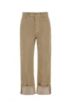 Brunello Cucinelli Dyed Finish Trousers With Pockets And Cuffs