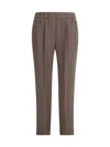 Brunello Cucinelli Silk Crepe Cady Straight-leg Ankle Pull-on Pants In Brown