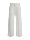 Brunello Cucinelli White Jeans With Wide Leg And Monil Detail On The Rear In Denim Woman In White