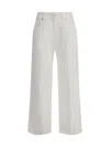 Brunello Cucinelli White Jeans With Wide Leg And Monil Detail On The Rear In Denim Woman In White