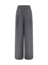 Brunello Cucinelli Check Linen Palazzo Trousers With Sequin Detail