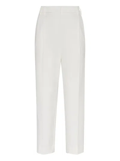 Brunello Cucinelli Interlock Stitch Pants In Blanc