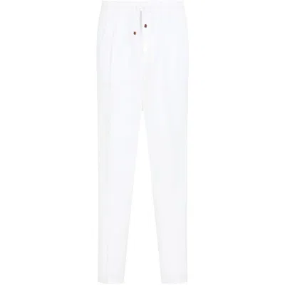 Brunello Cucinelli Men's Linen Blend Drawstring Trousers In White
