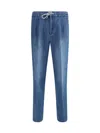 Brunello Cucinelli Men Jeans With Drawstring Waistband In Blue