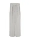 Brunello Cucinelli Women Linen Pants In Gray