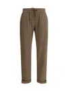 Brunello Cucinelli Cotton-silk Blend Joggers With Side Monile Detail In Brown