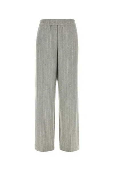 Brunello Cucinelli Embroidered Wool Blend Pant In Green