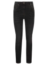 Brunello Cucinelli Slim Pants In Stretch Denim With Shiny Leather Tab