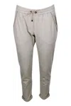 Brunello Cucinelli Jogging Trousers With Drawstring Waist In Stretch Cotton With Welt Pockets Embellished With Jewels In Beige