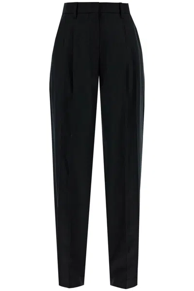 Brunello Cucinelli Loose Straight Pants With Embell In Black