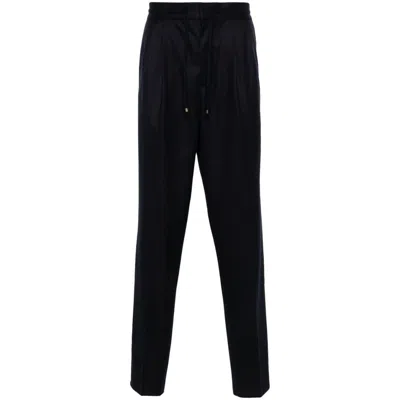 Brunello Cucinelli Navy Blue Wool Trousers