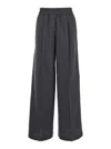 Brunello Cucinelli Women Loose Track Trousers In Virgin Wool Organza In Grey