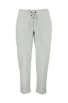 Brunello Cucinelli Lightweight Stretch Cotton Fleece Trousers With Piece Of Furniture In Light Grey