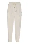 Brunello Cucinelli Women's Smooth Cotton Fleece Cargo Pants With Monile In White