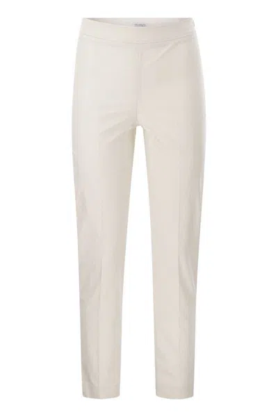 Brunello Cucinelli Stretch-cotton Capri Trousers In White