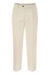 Brunello Cucinelli Leisure Fit Trousers In Garment Dyed Cotton Corduroy With Double Darts In White