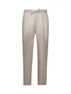 Brunello Cucinelli Drawstring Tapered Leg Trousers In Beige
