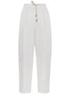 Brunello Cucinelli Relaxed-fit Trousers With High Waist And Drawstring Closure In Beige