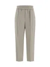 Brunello Cucinelli Women Cotton Trousers In Gray
