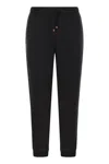 Brunello Cucinelli Techno Cotton Fleece Trousers With Zip On Stretch Bottom, Crete And Piping In Black