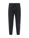Brunello Cucinelli Techno Cotton Fleece Trousers With Zip On Stretch Bottom, Crete And Piping In Black