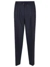 Brunello Cucinelli Men Leisure Fit Trousers In Virgin Wool Flannel With Drawstring And Double Darts In Black