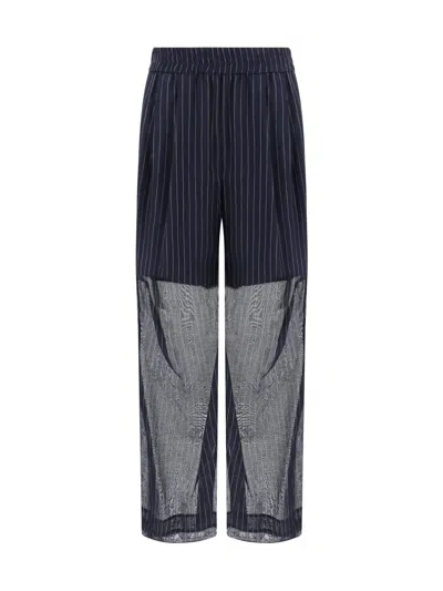 Brunello Cucinelli Pants In Blu/argento