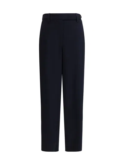 Brunello Cucinelli Trousers With Belt Loops And Button Detail In Blue