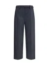 Brunello Cucinelli Women Virgin Wool Trousers With Belt In Blue